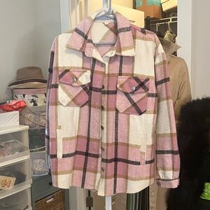 Plaid Pink and Cream Women's Jacket